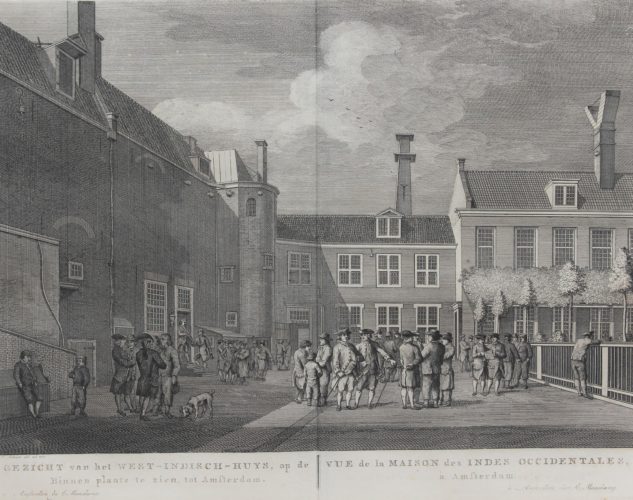 Old view of the courtyard of the headquarters of the West India Company by Maaskamp, 1805