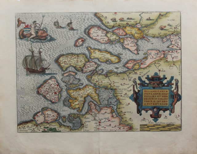 Old map of Zeeland by Ortelius, first published in 1570