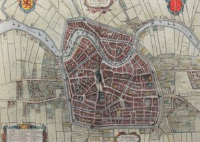 Old map of Haarlem in Holland by Joan Blaeu, 1652