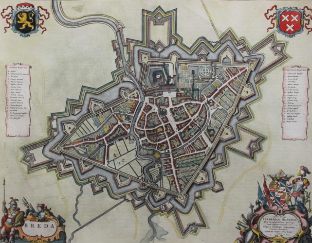 Old city map of Breda by Joan Blaeu, 1652