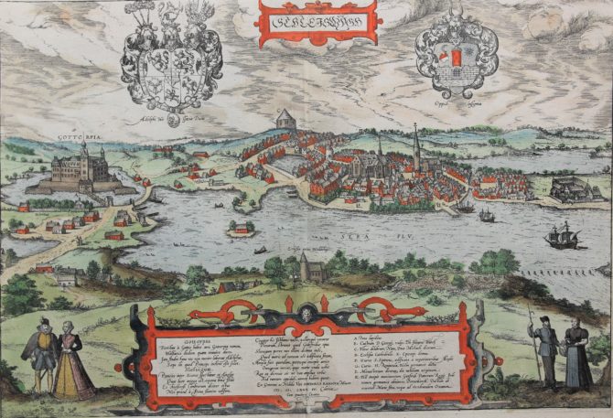 old map of Schlesiwig by Braun Hogenberg, 1588