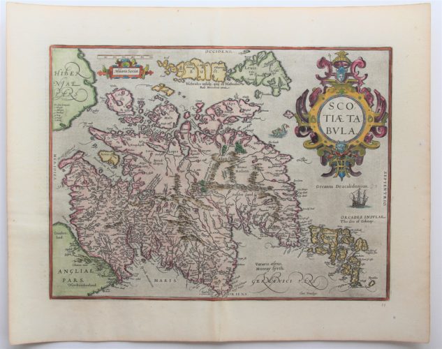 Old map of Scotland by Abraham Ortelius, 1573/1598