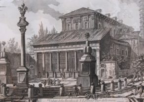 Old view of S. Lorenzo basilica (Rome) by Piranesi, 1749