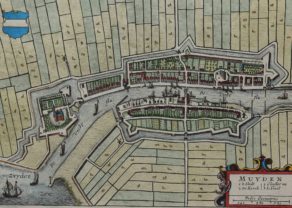 Old map by Joan Blaeu of Muiden and the Muiderslot, 1649 or 1652