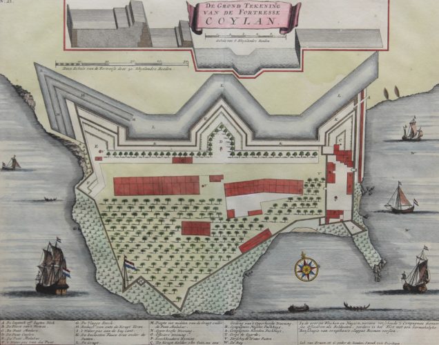 Old view of Kollam (Coylan), site of the Dutch East India Company by Valentyn, 1724/1726