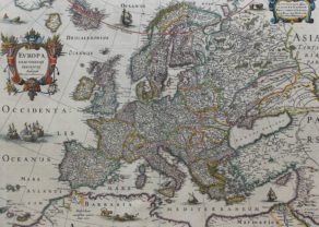 OLd and superb map of Europe (1631) by Henricus Hondiuss puslished in 1633
