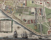 Old map of Dutch India Company settlement of Hoegly, Hooghly or Chinsura by Valentyn, 1726