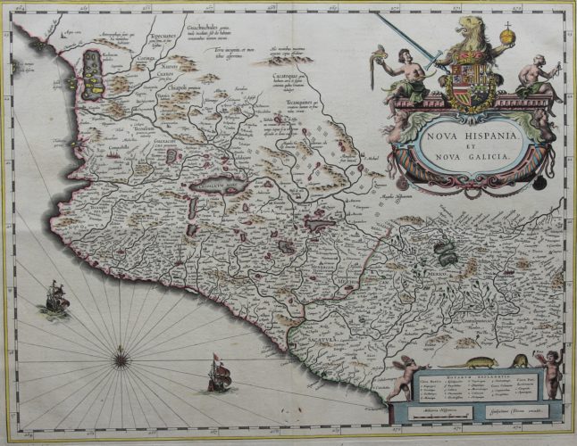 Old map of Mexico (Nova Hispia) by Blaeu family, 1634
