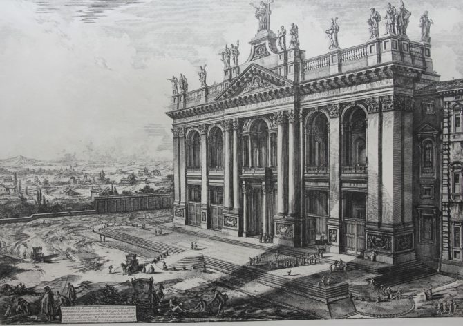 Superv etching of the archbasilica of Saint John of Lateran in Rome by Piranesi, 1670-1778