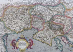 Superb old map of Friuli, Krain and Istria by Mercator (1589), published by J. Hondius IIIstr
