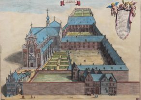 Old view of the Carmelite convent in Antwerpen by Blockhuyzen, 1726