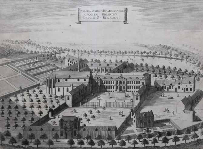 View of Benedictine convent of Groot-Bijgaarden by Sanderus, 1659