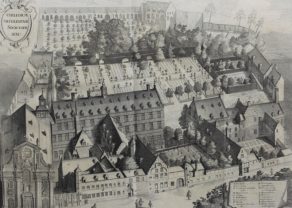 Old view of the Jesuit college in Mechelen by Sanderus /Blockhuyzen 1726