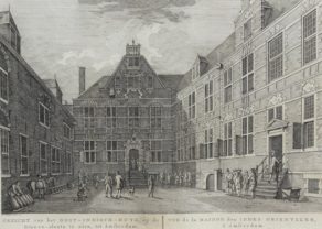 Old view of the courtyard of the headquarters of the Dutch East India Company in Amsterdam by Fouquet jr., 1783/1805