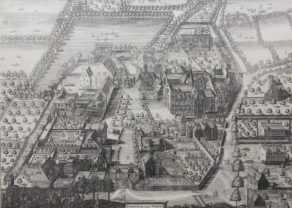 View of Benedictine convent of Vorst (near Brussels) by Sanderus, 1659