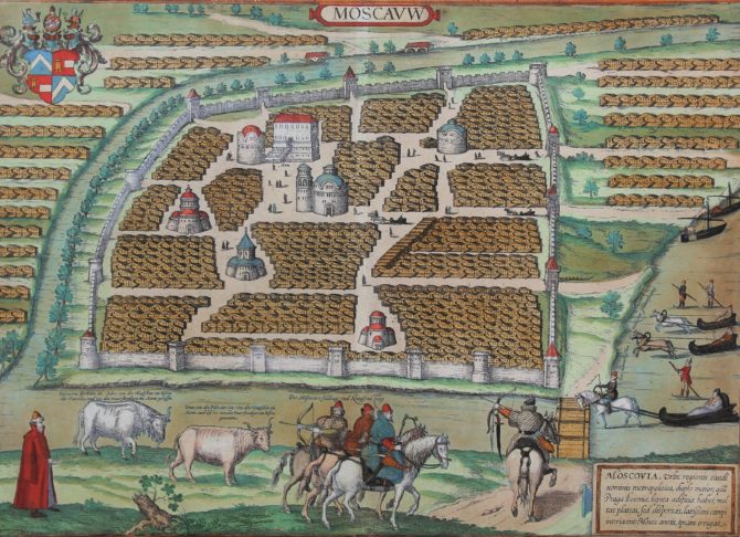 Old map of Moscou by Braun Hogenberg, 1575