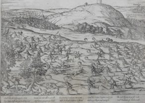 Old Geschichtsblatt of battle at Vissenaken (Tienen) by Hogenberg