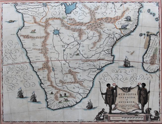 Superb old map of Southern Africa or Aethiopia inferior, by Blaeu 1635