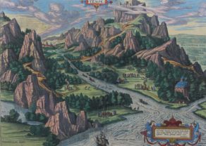 Old map of Tempe with Mount Olympus (Greece) by Ortelius