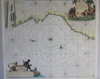 Superb old chart of the mouth of the Congo River and the coast of Angola by van Keulen