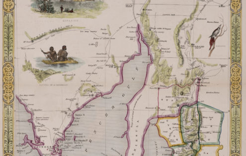 Old map of South Australia with Adelaide by John Tallis