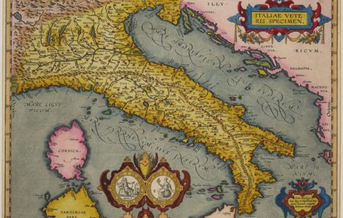 Old map of Ancient Italy by Ortelius (Theatrum Oribs Terrarum; Parergon)